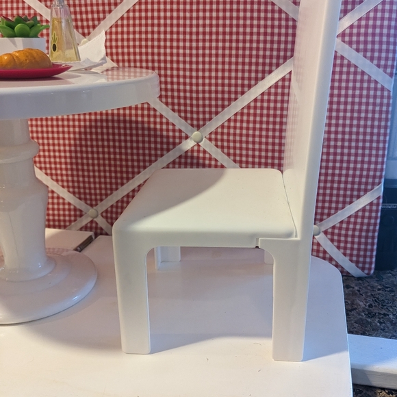 Doll Kitchen Pedestal Table Chairs Accessories 18" doll furniture food passport - Picture 3 of 4